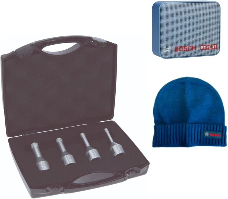 Bosch Diamanttrockenbohrer-Set Dry Speed, 4-teilig, 6 - 12 mm & jbl GO2 Lautsprecher, Beanie