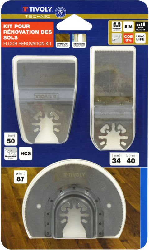 Kit 3 Stück oszillierende Klingen für Multitool zur Bodenrenovierung - Tivoly