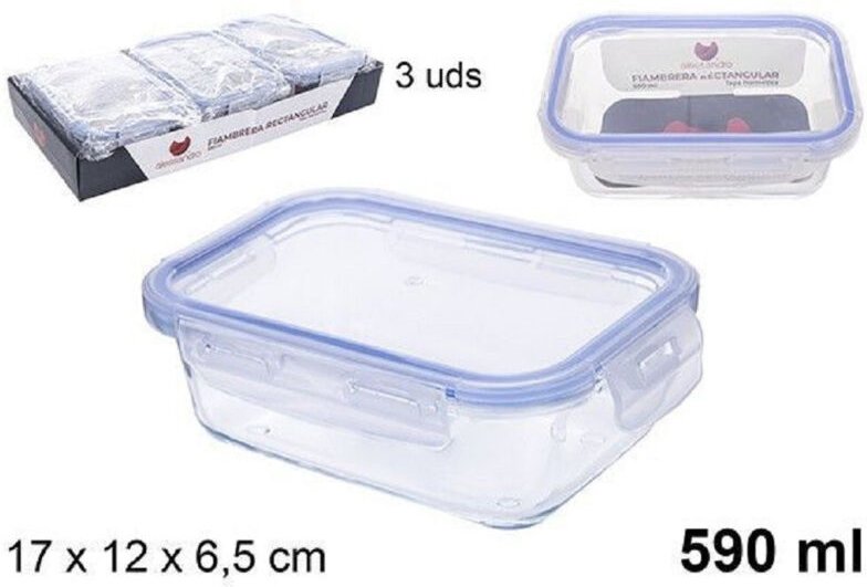 Thumbnail - Trade Shop Traesio - Trade Shop - set 3 pz inhalte für lebensmittel mit plastischen zusammenarbeit 590 ml 105508 -