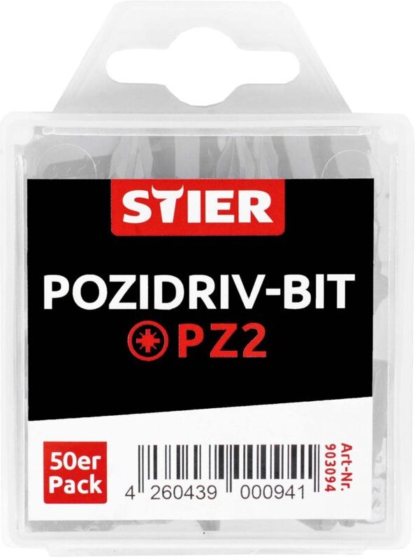 Pozidriv-Bit-Großpackung PZ2 50 Stk - Stier