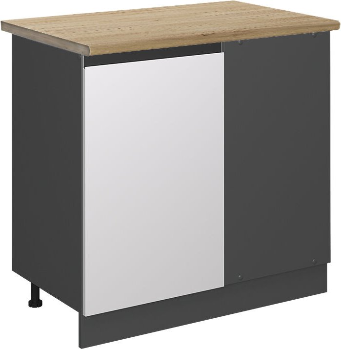 Vicco - Eckunterschrank R-Line, Weiß, 86 cm, ap Eiche