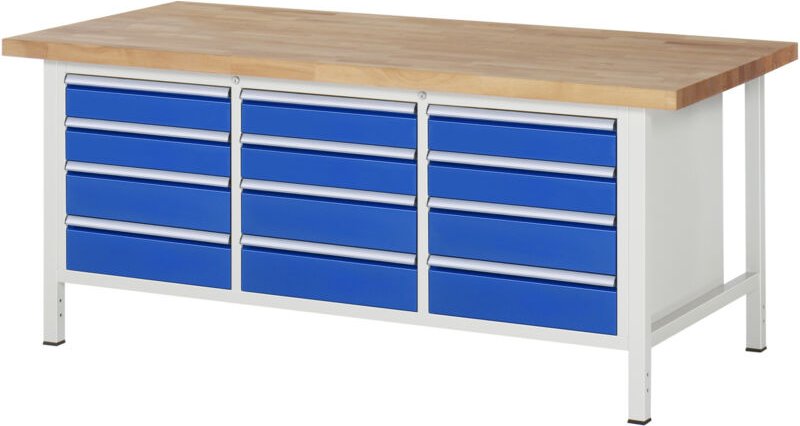 Werkbank höhenverstellbar 8579A2, B2000xT900xH840-1040mm, 12x Schublade-TA - RAU
