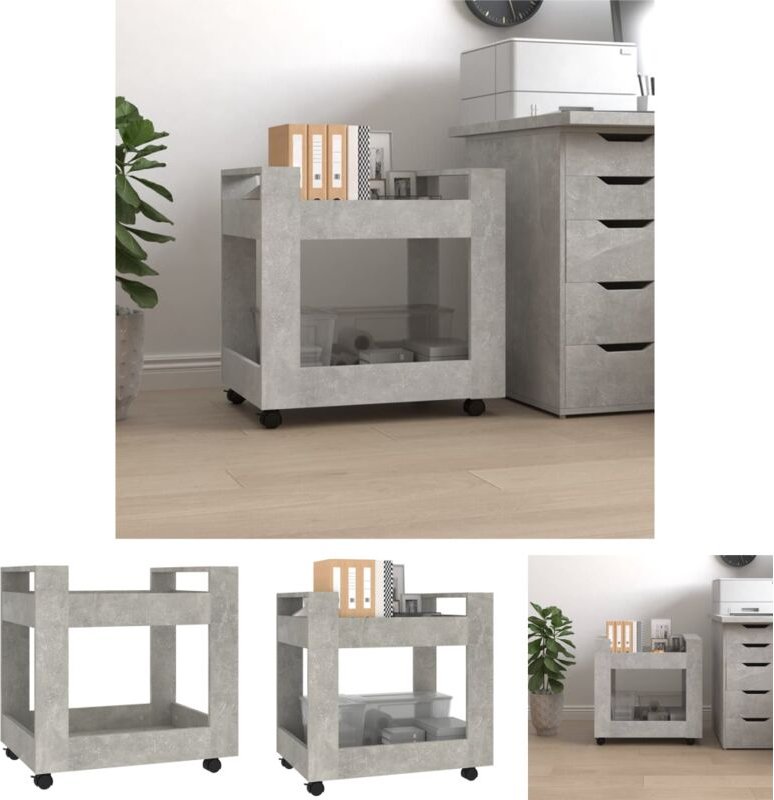 The Living Store - Bürowagen Betongrau 60x45x60 cm Holzwerkstoff - Kücheninseln & Küchenwagen - Grau