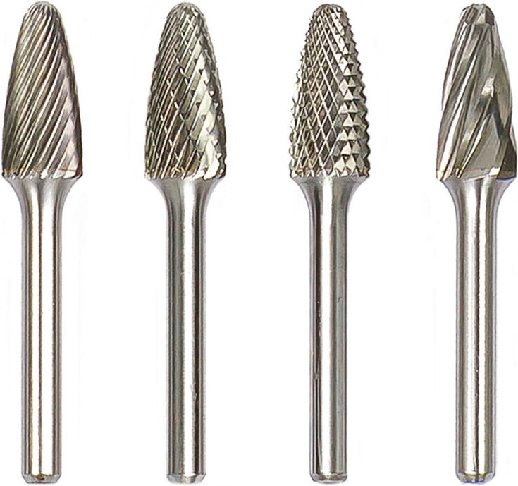 RB.F1206 Doppel-Schnitt Rotationsfräser, Baumform, 12mm Kopfdurchmesser, für Metallbearbeitung, inkl. Kunststoffkoffe fü...