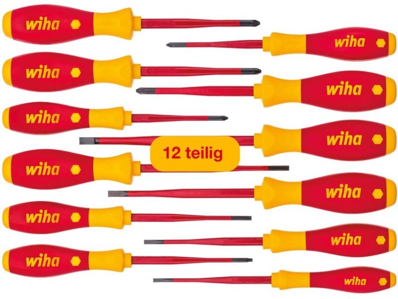 Schraubendreher Set 12-teilig Elektriker vde geprüft, isoliert 1.000 v (41003) i Profi Schraubenzieher Set mit dünner Sp...
