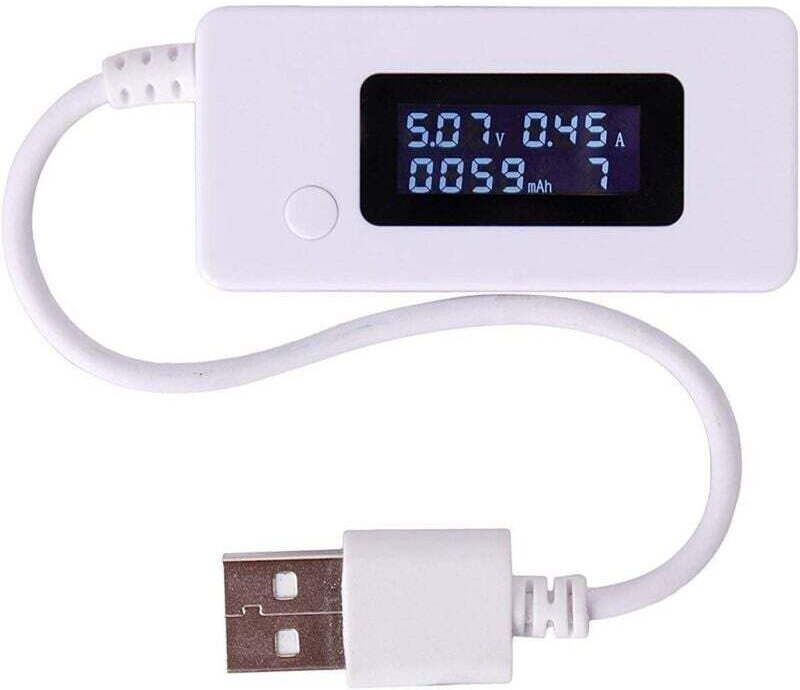 White Tail LCD-Hintergrundbeleuchtung LCD-Digitalanzeige USB-Amperemeter Voltmeter Ladekapazitätserkennung Tischdetektor