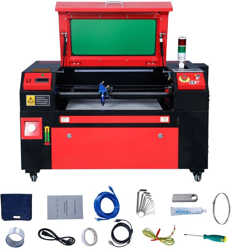 60 w CO2-Lasergravierer 400 x 600 mm 800 mm/s, Laserschneider mit 2-Wege-Pass-Air-Assist, kompatibel mit LightBurn, Core...