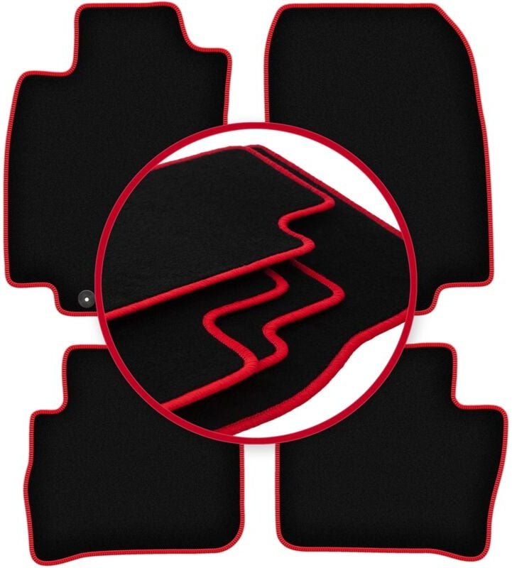 CARLUX-RED Autofußmatten für: Nissan Tiida C11 Fließheck, Limousine (2004-2012)