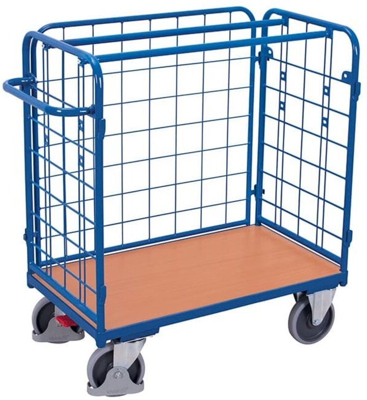 VARIOfit Paket-Dreiwandwagen, niedrig, seitlich vergittert Ladefläche 1000x600mm