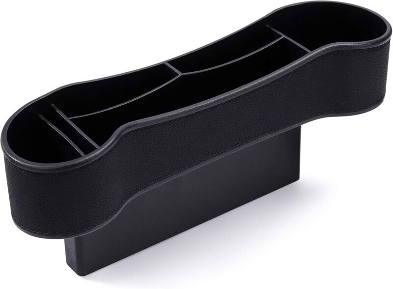 Thumbnail - Alovez - Universal Autositz Lücke Aufbewahrungsbox Auto Organizer pu Leder Getränkehalter Schwarz Organizer