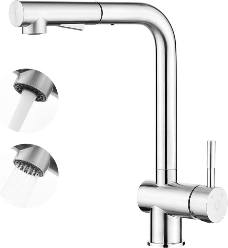 Niederdruck-Küchenarmatur, Ausziehbar Küchenarmaturn, Gebürstete Küchenarmatur, 360° drehbarer Spültischarmatur - Cecipa