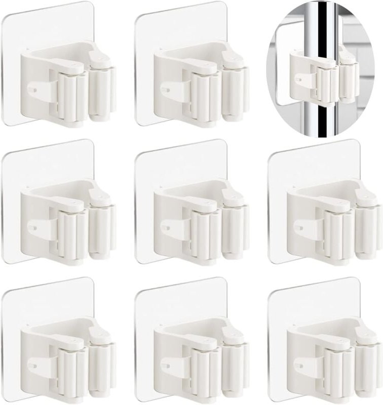 Thumbnail - Petites Ecrevisses - 8 Stück Besenhalterung Wand Selbstklebend Besenhalter Ohne Bohren Mopphalter Wandhalterung Geräteha...