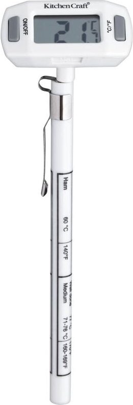 KitchenCraft Digitales Küchenthermometer mit LCD-Anzeige, 12,5 cm, Weiß