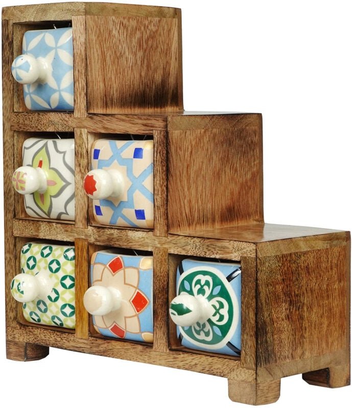 Signes Grimalt - Gewürzregal, 6 Schubladen, Boxen und Schmuckschatullen Braunes Gewürzregal – 23 x 22 x 11 cm