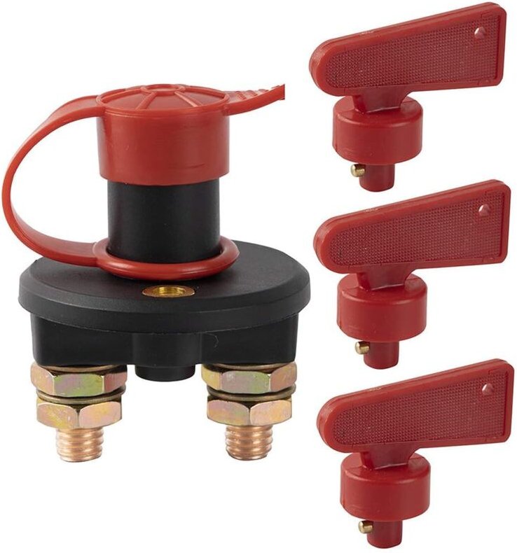 Hauptschalter 12V / 24V, Batteriehauptschalter Schnelles Ausschalten Trennschalter Reines Kupfer Batterieschalter Boot m...
