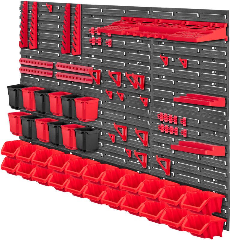 Werkstattwandregal, Werkstattregal für Garage, Rot, 77 Stück, 117x78 cm - Kadax