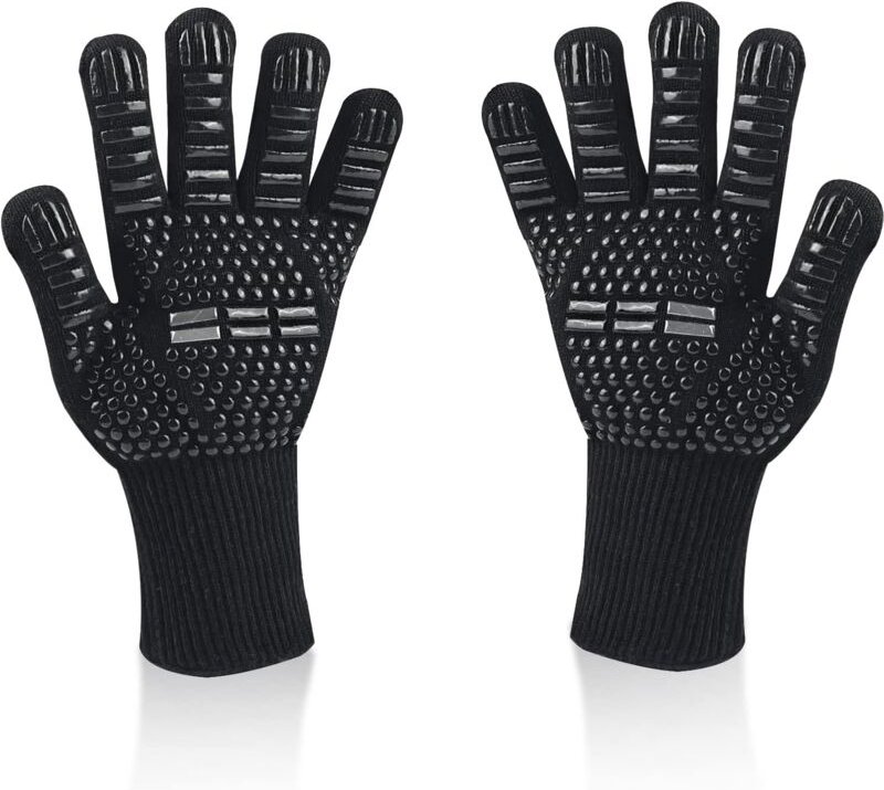 Aiperq - Grillhandschuhe, Universal Ofenhandschuhe Hitzebeständig Bis 800°C, Rutschfeste Silikon Feuerfeste Küchenhandsc...