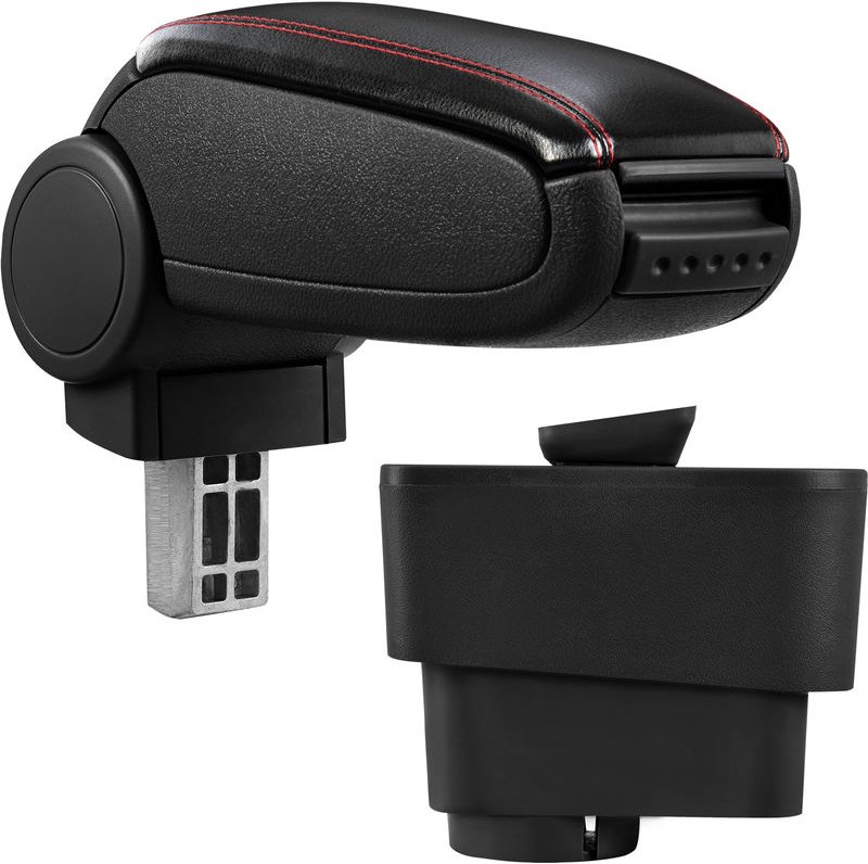 Pro.tec - Mittelarmlehne Alfa Rome MiTo mit Staufach Kunstleder Schwarz mit roten Nähten