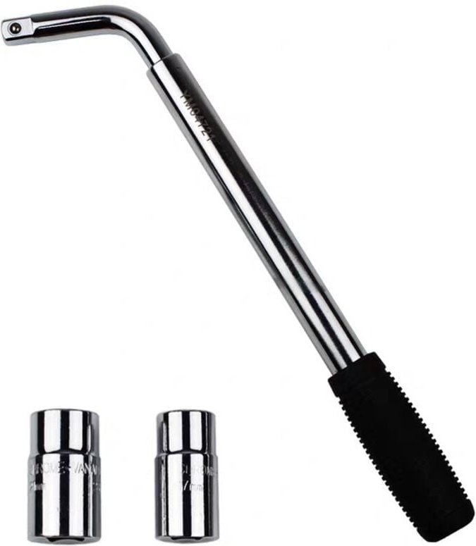 Teleskop-Radschlüssel, ausziehbar 17/19 mm und 21/23 mm mit Ösen für die Reparatur von Wohnwagen-, LKW- und Autoreifen