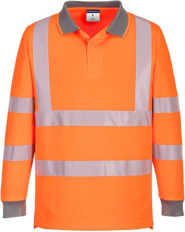 Set aus 6 Eco-Hochsichtbarkeits-Polohemden langarm Orange 2XL