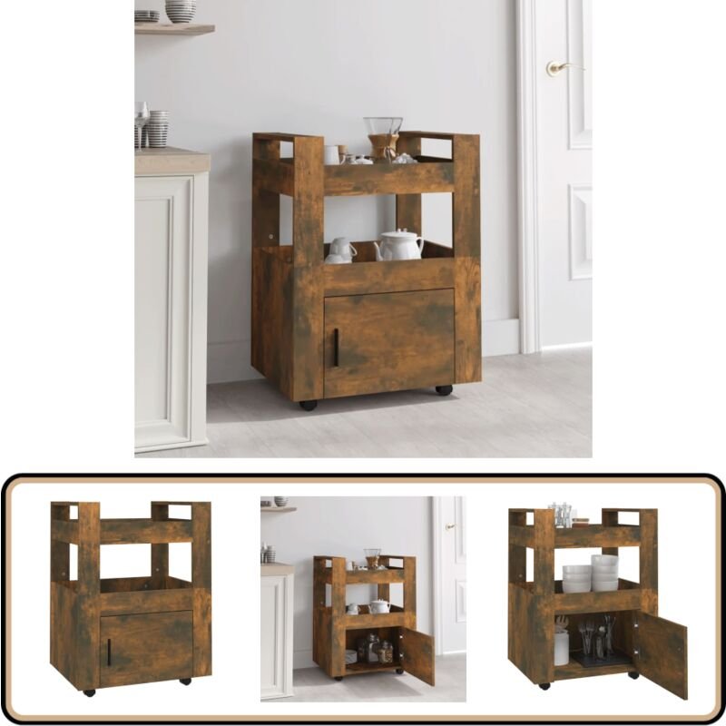 Küchenwagen Räuchereiche 60x45x80 cm Holzwerkstoff - Küchenwagen - Holzwerkstoff - Kücheninsel - Küchentisch - Regal