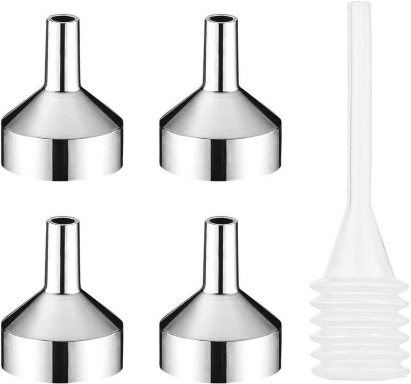 Linghhang - 4 Stück Mini-Metalltrichter zum Befüllen mit Minipipette, kleiner Parfümtrichter für Proben und ätherische Ö...