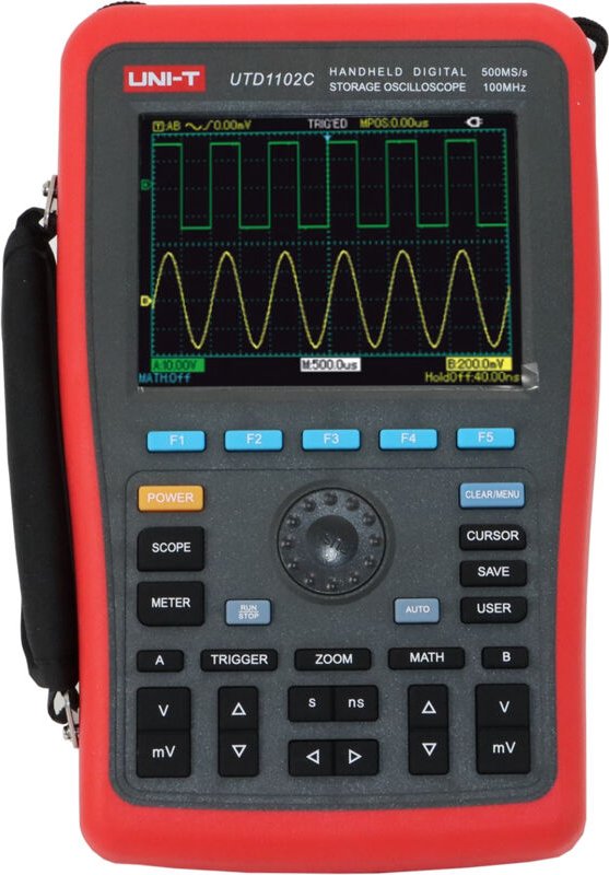 Uni-t - Handheld-Oszilloskop, UTD1102C, 100 MHz, 2 Kanal, 500 MSa/s