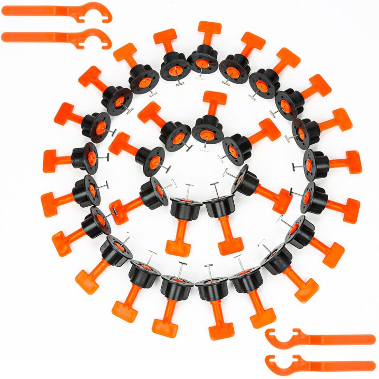 Tolletour - Nivelliersystem Mehrweg Fliesen Nivilierlaschen Nivilierset Mit 220 Fliesenkreuze Keile 8 Speziellen Schlüss...