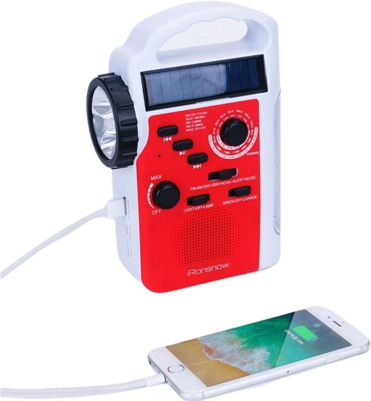 Solarradio, tragbare Handkurbellaterne mit MP3-Player, LED-Taschenlampe für Baustellen, Notfallradio mit AM/FM/SW/SOS, w...