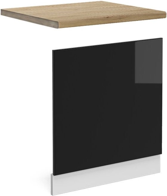 Frontblende R-Line, Schwarz Hochglanz, 60 cm , AP Eiche, Vicco