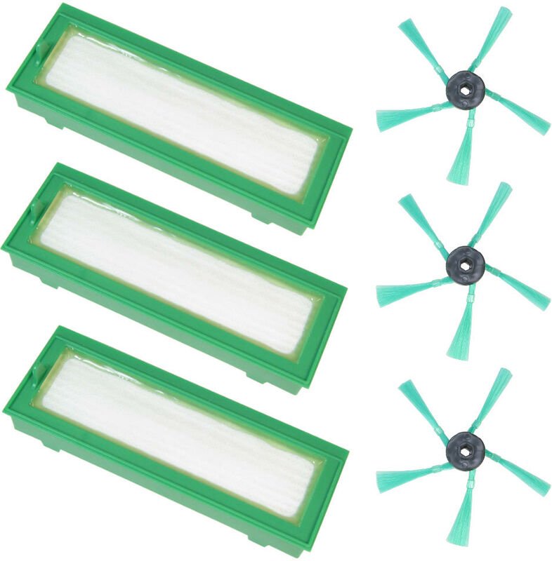 Premium Wartungsset 3x Ersatz hepa Filter Austausch Staubfilter Allergiefilter Microfilter + 3x Bürsten Seitenbürsten Se...
