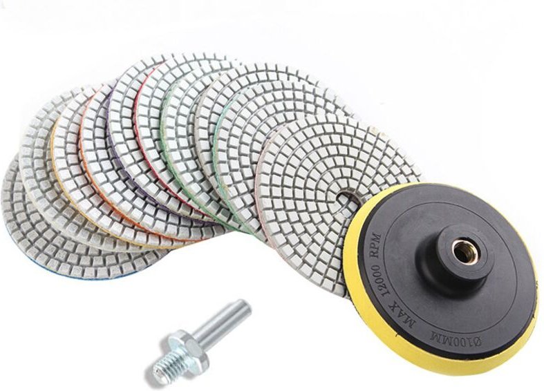 12er-Pack 4" Nass- und Trocken-Diamant-Polierscheiben für Granit, Marmor, Beton, Stein