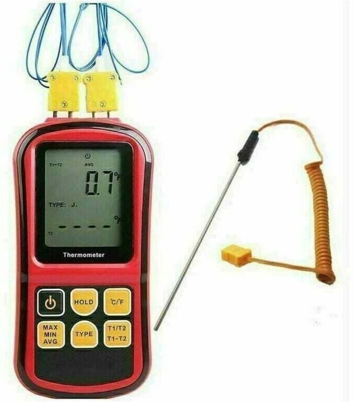 Digitales Thermoelement-Thermometer, Zweikanal-Thermometertester mit Thermoelementsonde