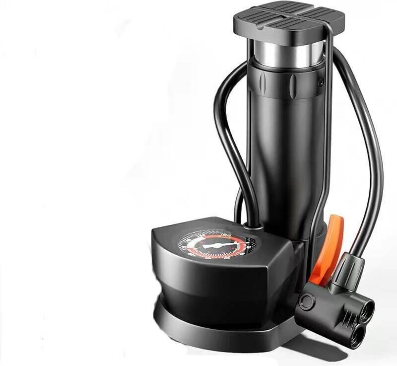 Mini-Fahrradpumpe, tragbare Fußfahrradpumpe, mit Manometer 11BAR/160PSI, für AV/DV/SV-Ventile, für Fahrräder, Bälle, Sch...