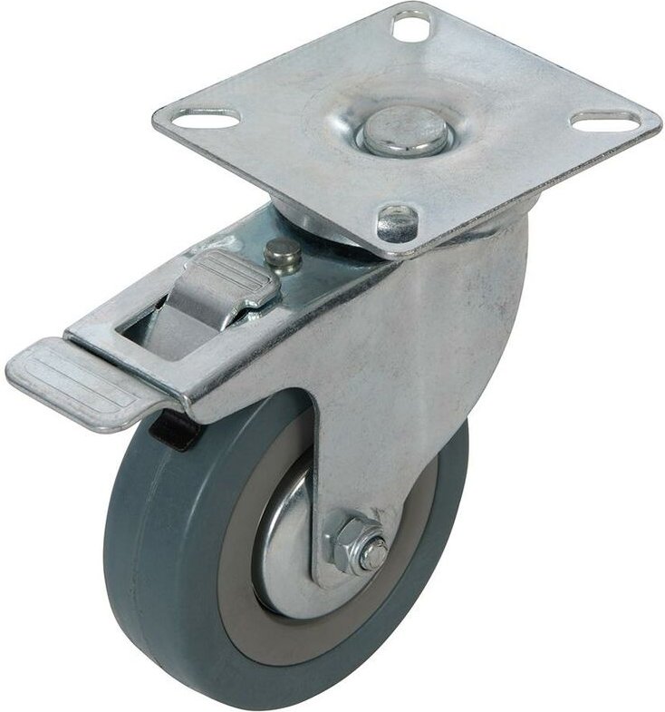 Gummi-Lenkrolle mit Feststeller 75 mm, 50 kg