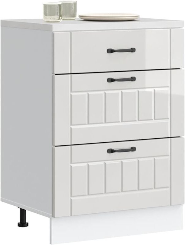 Küchen-Unterschrank Lucca Hochglanz-Weiß Holzwerkstoff - Vidaxl