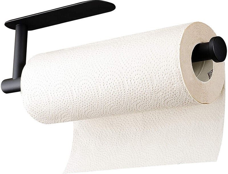 Schwarzer Papierhandtuchhalter, Wandmontage oder selbstklebender Papierhandtuchhalter, Küchenpapierrollenhalter aus Edel...