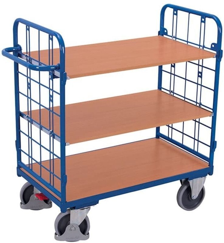 VARIOfit Etagenwagen, niedrig, Stirnwände vergittert mit 3 Etagen 1000x700mm