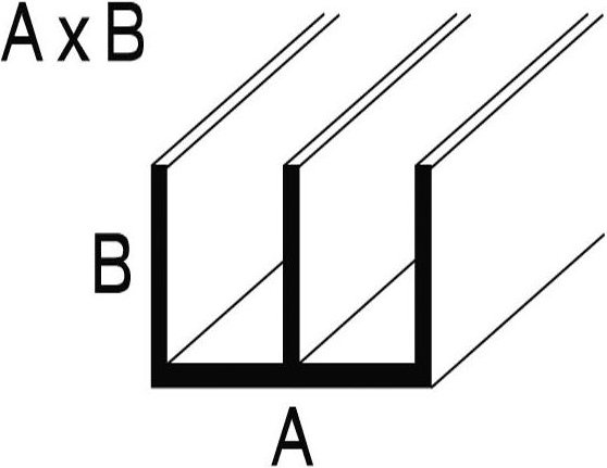 Ms Beschläge - Aluminium Doppel-U-Profil 1mm Stärke, Flach, Profil, Winkel, natur eloxiert 20x18x1mm 2 Meter