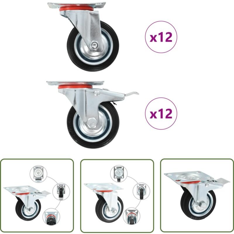vidaXL 24 Stk. Lenkrollen 75 mm