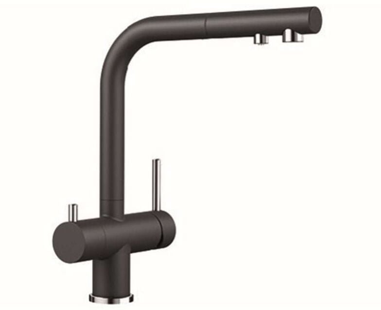 Fontas s ii - Küchenarmatur mit ausziehbarer Brause und Filterfunktion, Schwarz 526158 - Blanco
