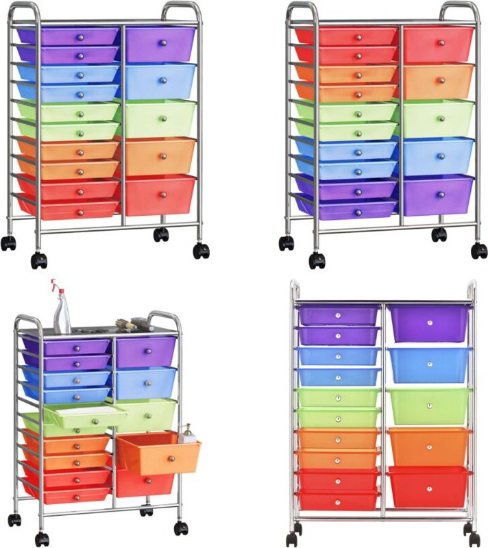 XXL Schubladenwagen mit 15 Schubladen Mehrfarbig Kunststoff - Aufbewahrungswagen - Schubladenwagen - Home & Living