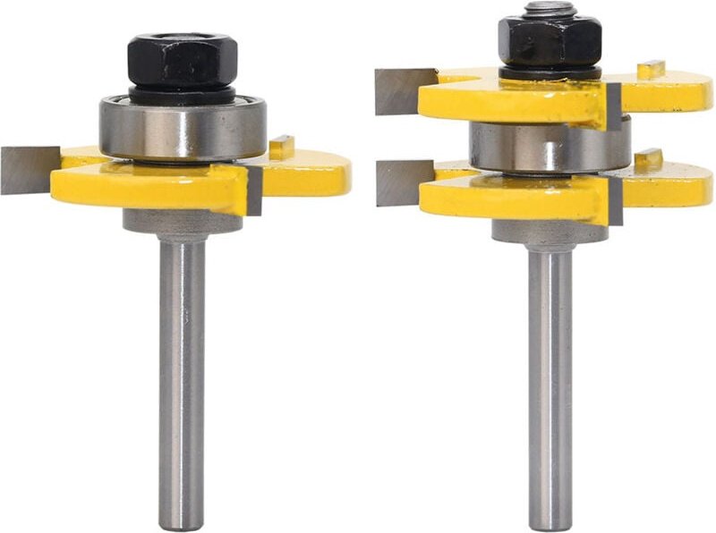 Nut- und Federfräser-Set, 3 Schneiden, 6 mm Schaft, T-Form, Holzfräser, Holzbearbeitungswerkzeuge - Ccykxa