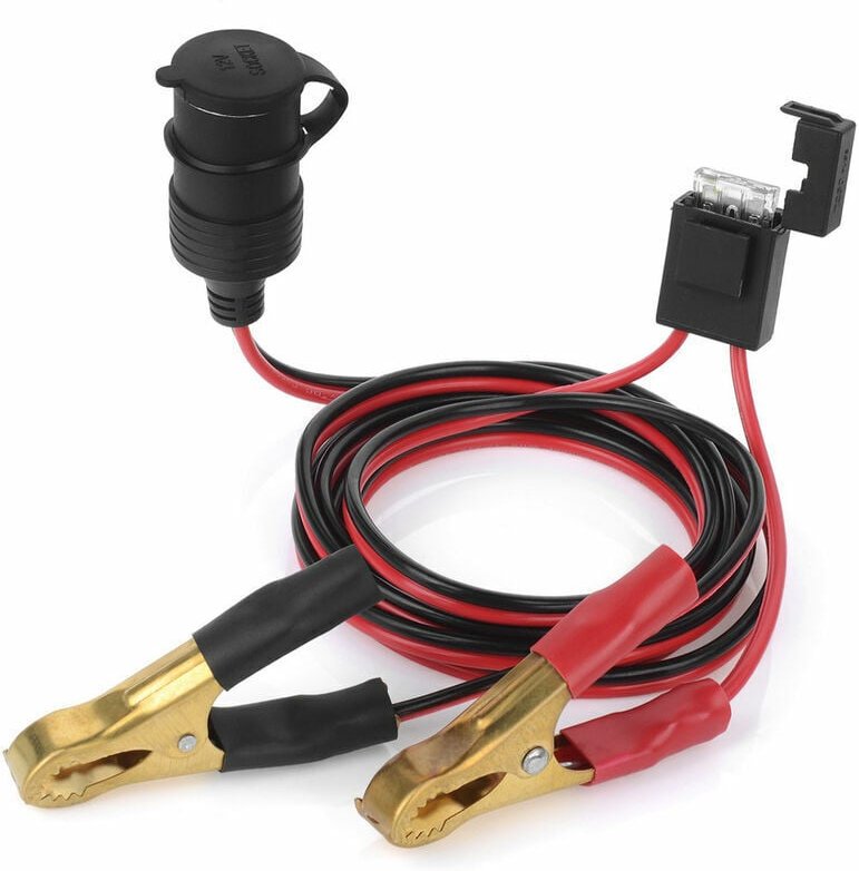Connettore femmina da presa accendisigari per auto 12 V 24 V a batteria, morsetti a coccodrillo, cavo di prolunga per ba...
