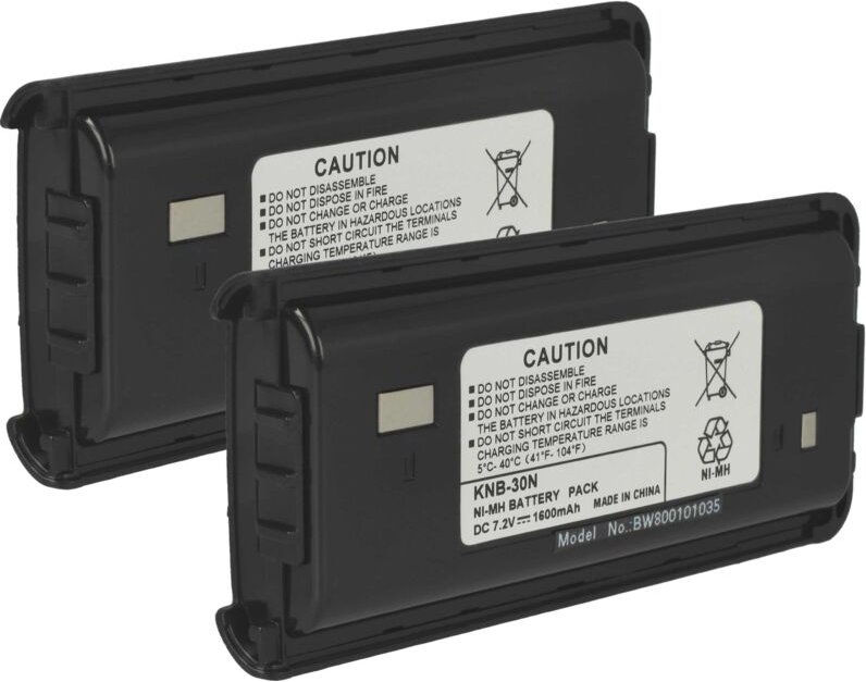 vhbw 2x Akku Ersatz für Kenwood KVC-19, KSC-35SK, KSC-35S, KSC-35, OSKNB29XT, KVC-22W für Funkgerät, Walkie Talkie (1600...