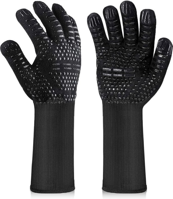 Beijiyi - Grillhandschuhe, hitzebeständige Ofenhandschuhe, hitzebeständige und rutschfeste Küchenhandschuhe, Grill, Gril...