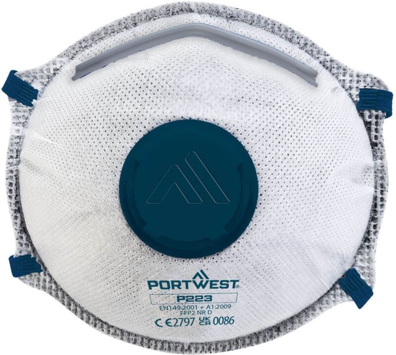 Pack mit 10 FFP2-Masken mit Ventil, Dolomit-Kohle, Weiß