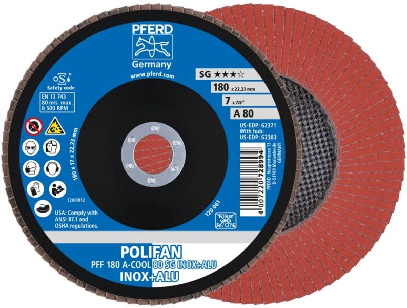 Polifan Fächerscheibe pff 180x22,23 mm flach a-cool 80 sg inox+alu Edelstahl/Alu - Pferd