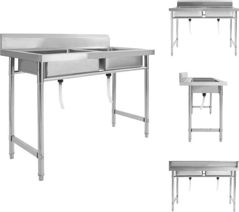 Küchenspülen & Spülbecken - Living Küchenspüle Doppelbecken Edelstahl - Silber