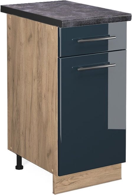 Vicco - Küchenschränke Fame-Line, Dunkelblau Hochglanz, 40 cm , ap Anthrazit